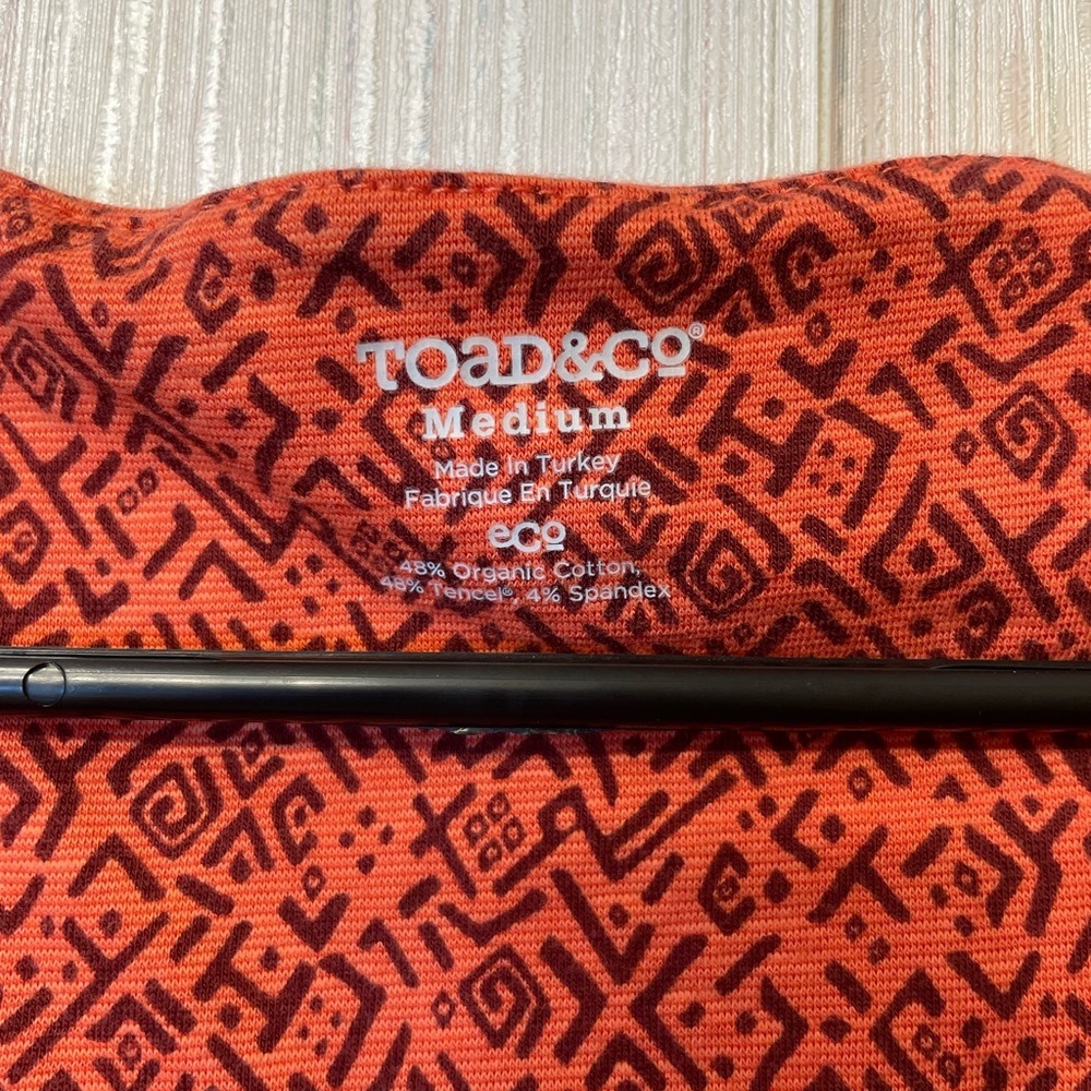 Toad&Co Organic‎ Cotton Orange Patterned Dress – Size M - Picture 3 of 4